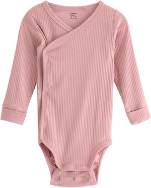 Long-sleeved wrap bodysuit in soft,
