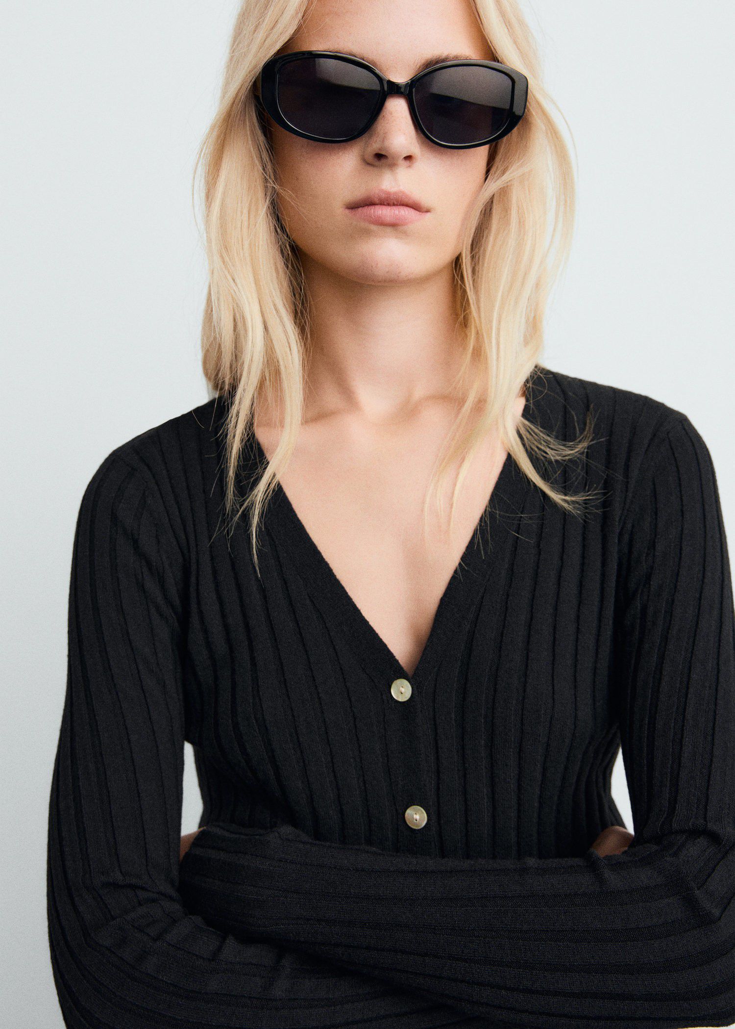 Fine rib knit cardigan