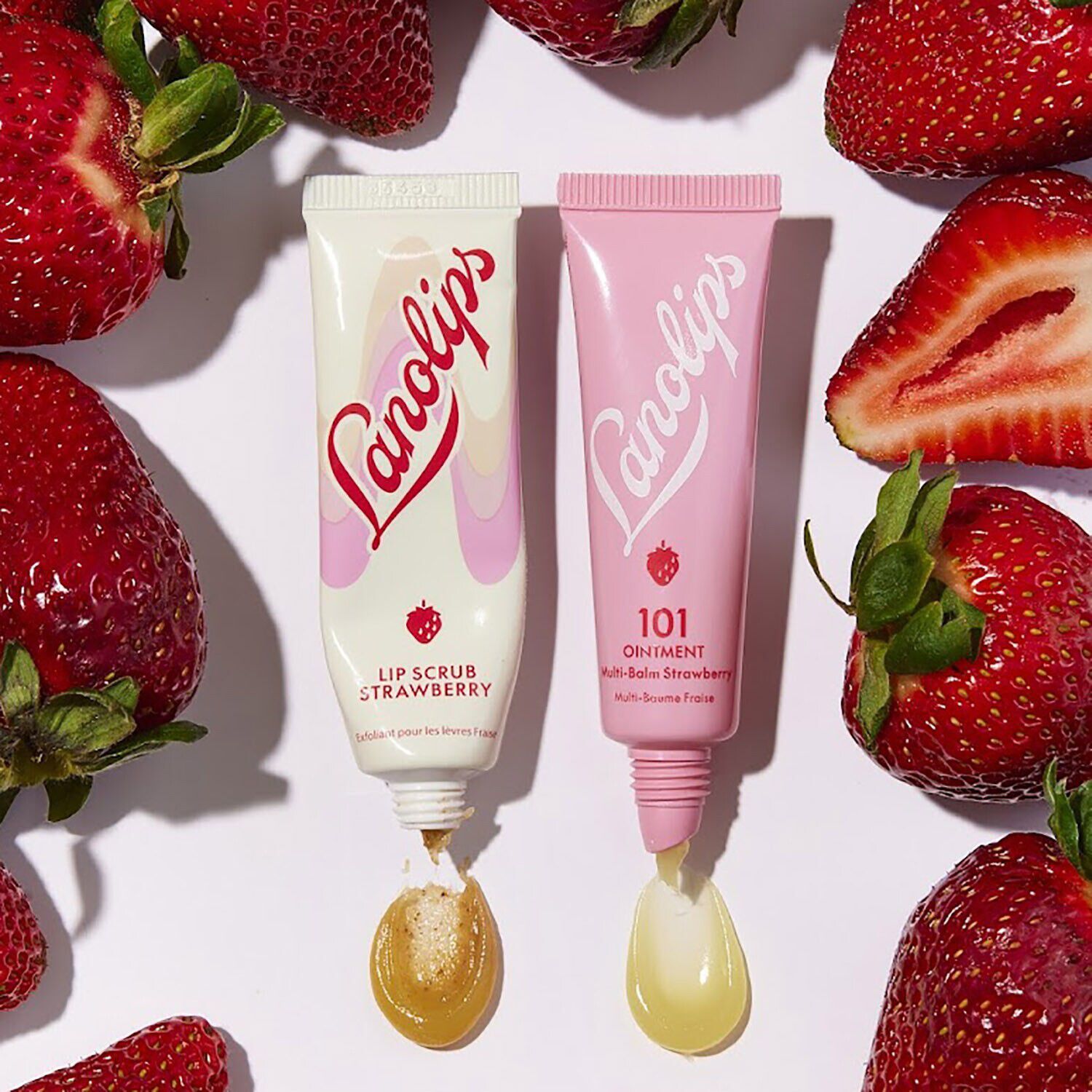 Rituel l&aelig;bebalsam og scrub med jordb&aelig;r - l&aelig;bebalsam og scrub