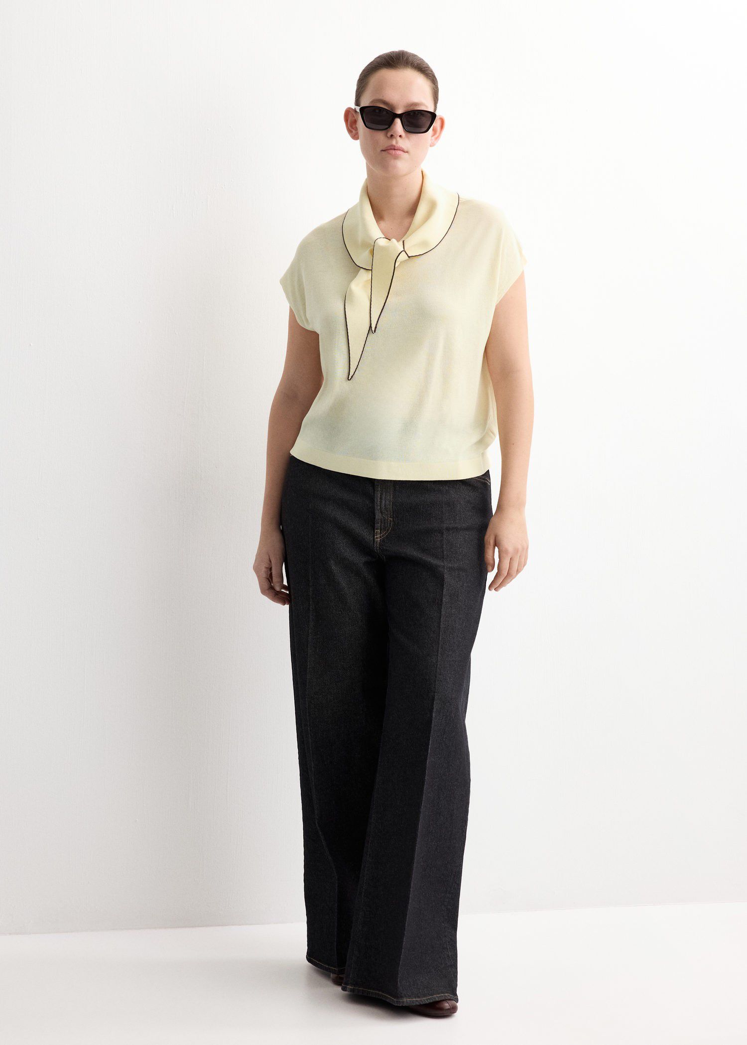 Knitted top with scarf detail