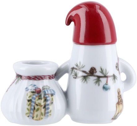 Hammersh&oslash;i Christmas Nissefar lysestage H8. 5 hvid m. deko