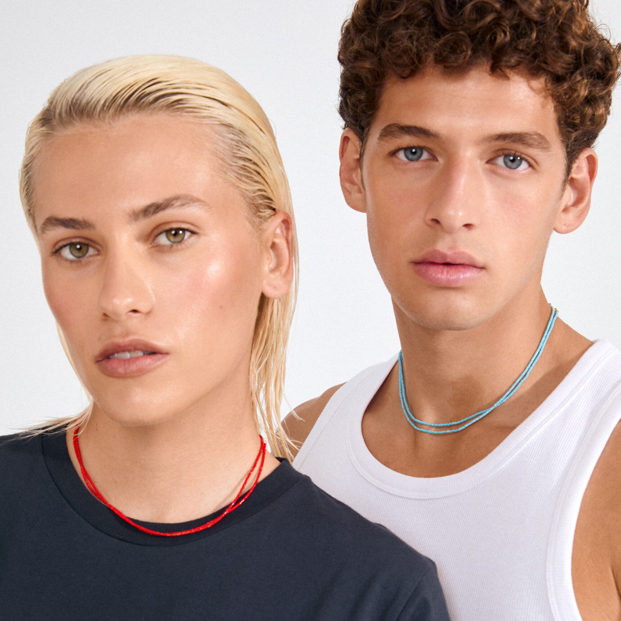 HAZE necklaces 2-in-1 set, blue/gold-plated