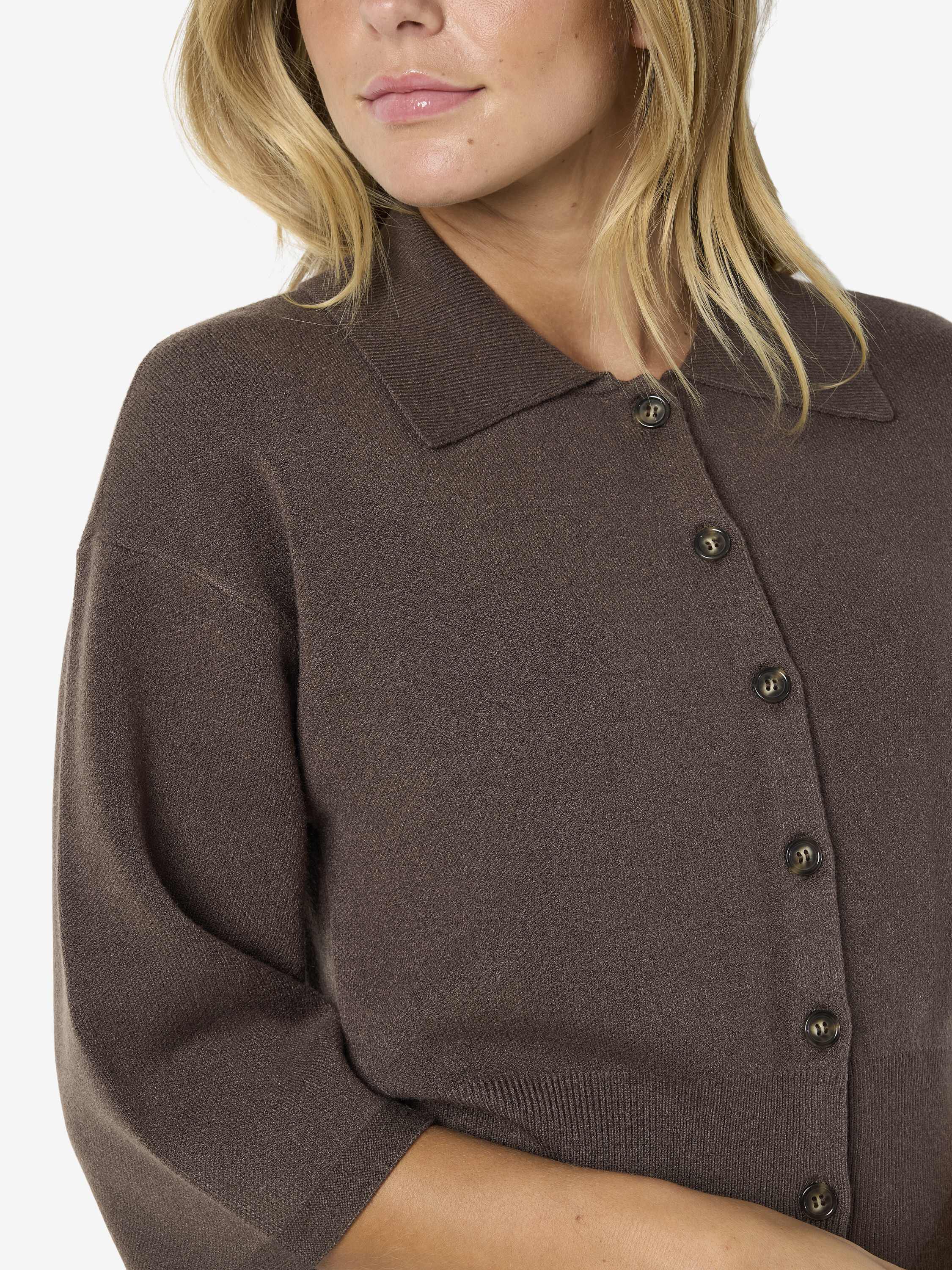 NMSHYLA 3/4 SLEEVE KNIT POLO CARDIG