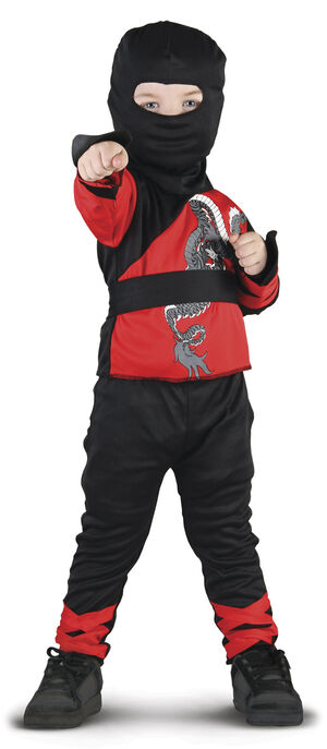 Mini ninja Bluse. bukser, bælte og hætte str. 104