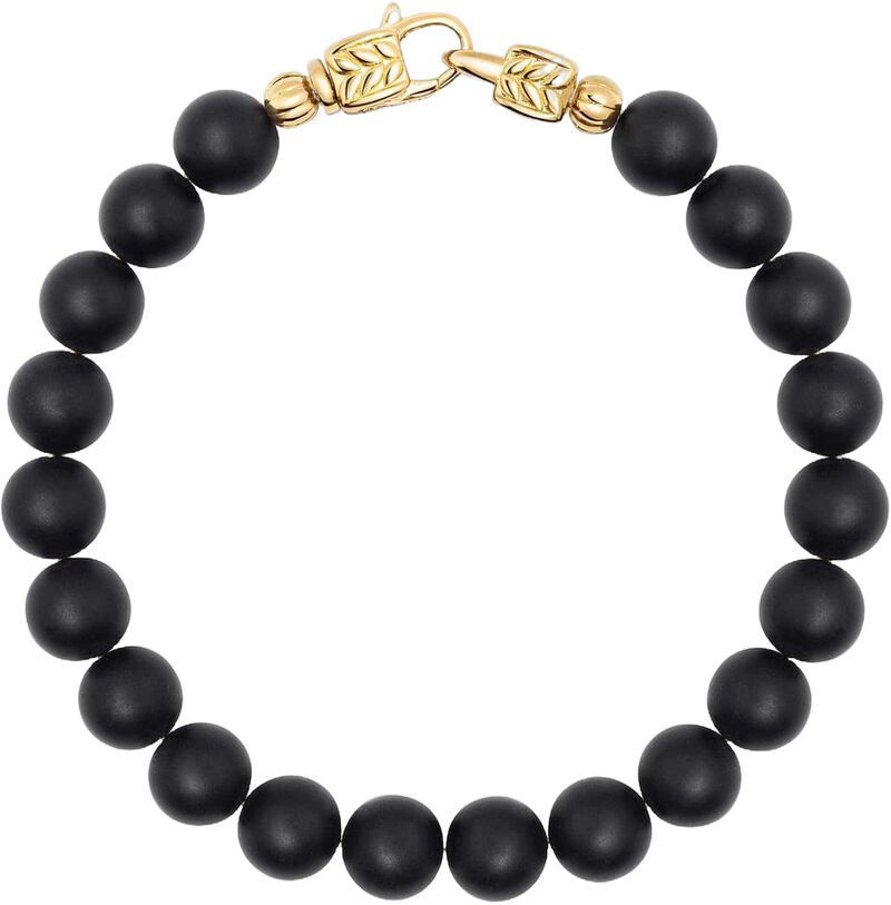 Black Onyx Healing Bracelet With Gold Lock