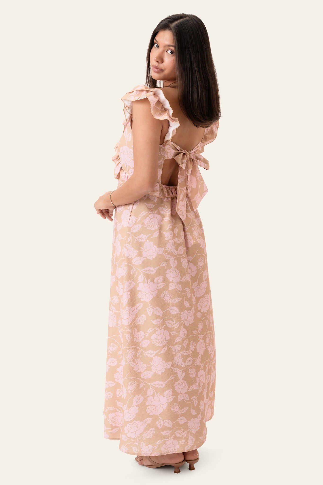 MelbaIC Dress - Beige Pink Blossom