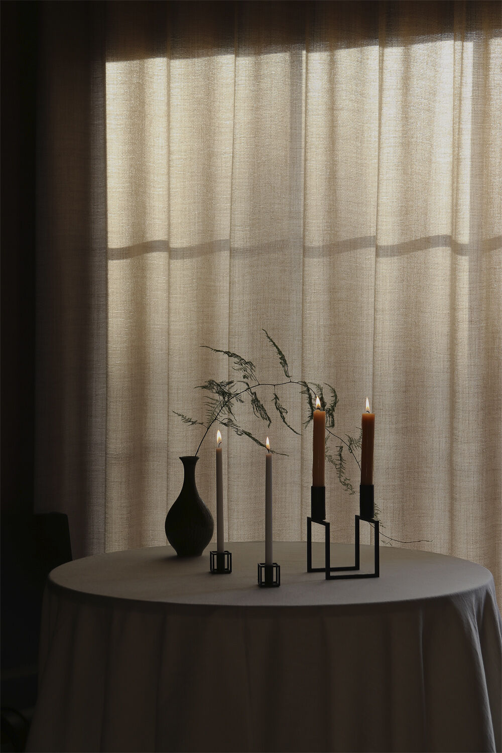 Line, Candle Holder, Black