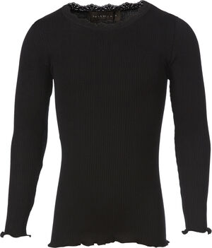 Silk t-shirt regular ls w/ lace