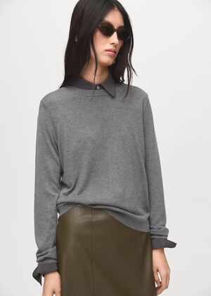 Fine-knit crew-neck sweater
