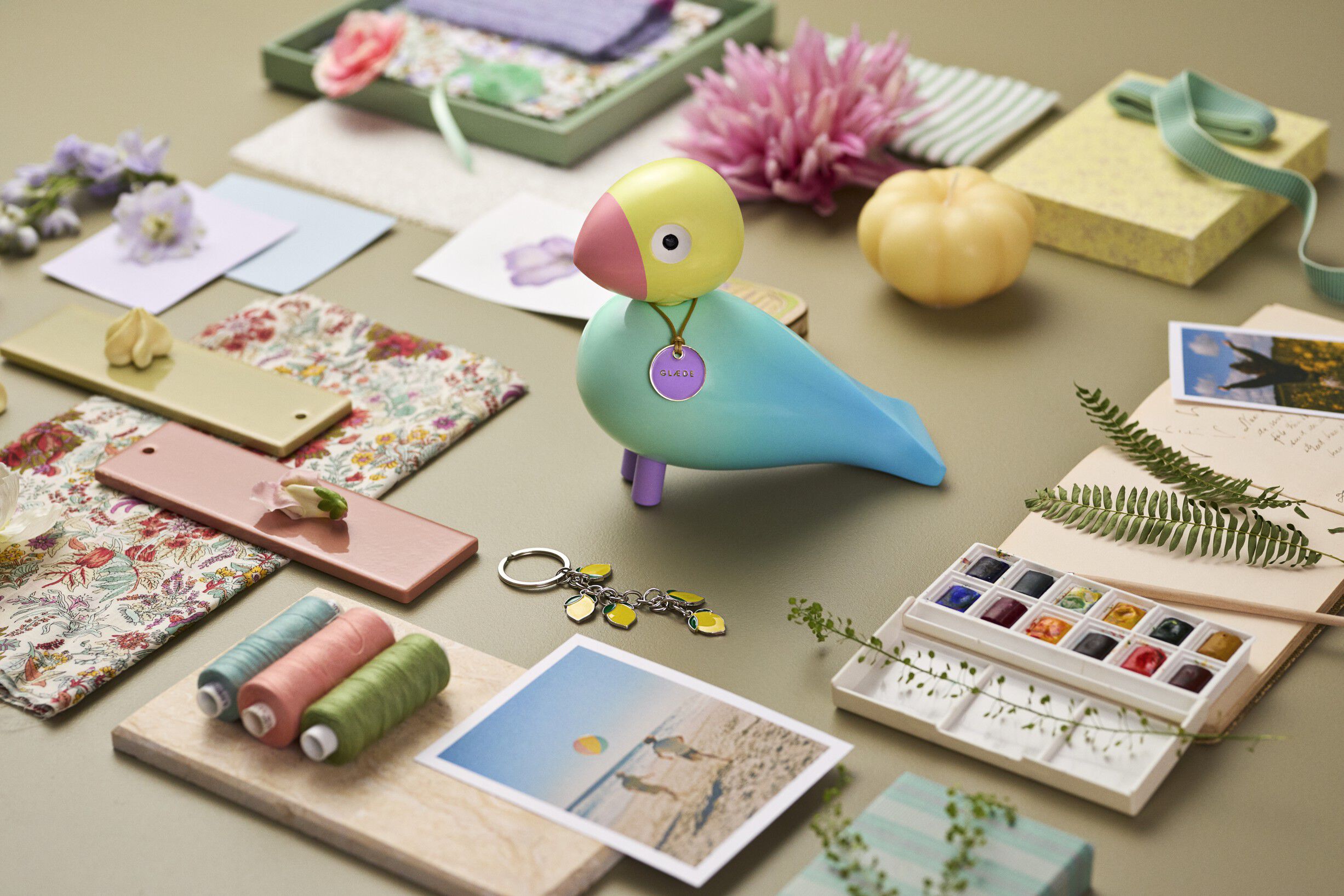Story Bird Gl&aelig;de H15. 5 cm aqua