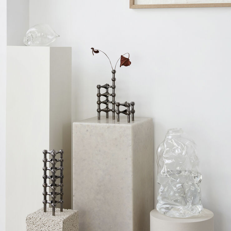 STOFF Nagel® 3-pak lysestage sort krom