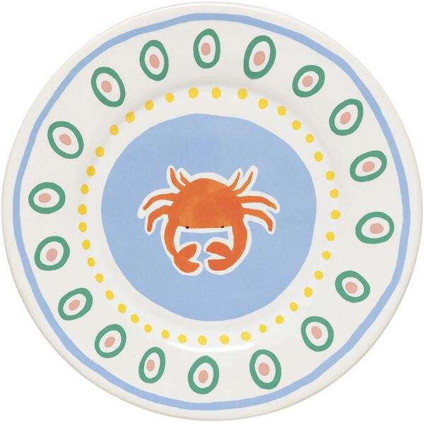 Tallerken flad Bliss 22 cm Blå/Koral/Rosa/Grøn Keramik