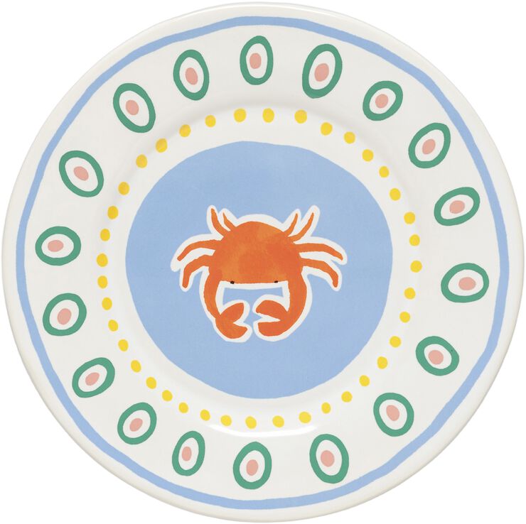 Tallerken flad Bliss 22 cm Blå/Koral/Rosa/Grøn Keramik