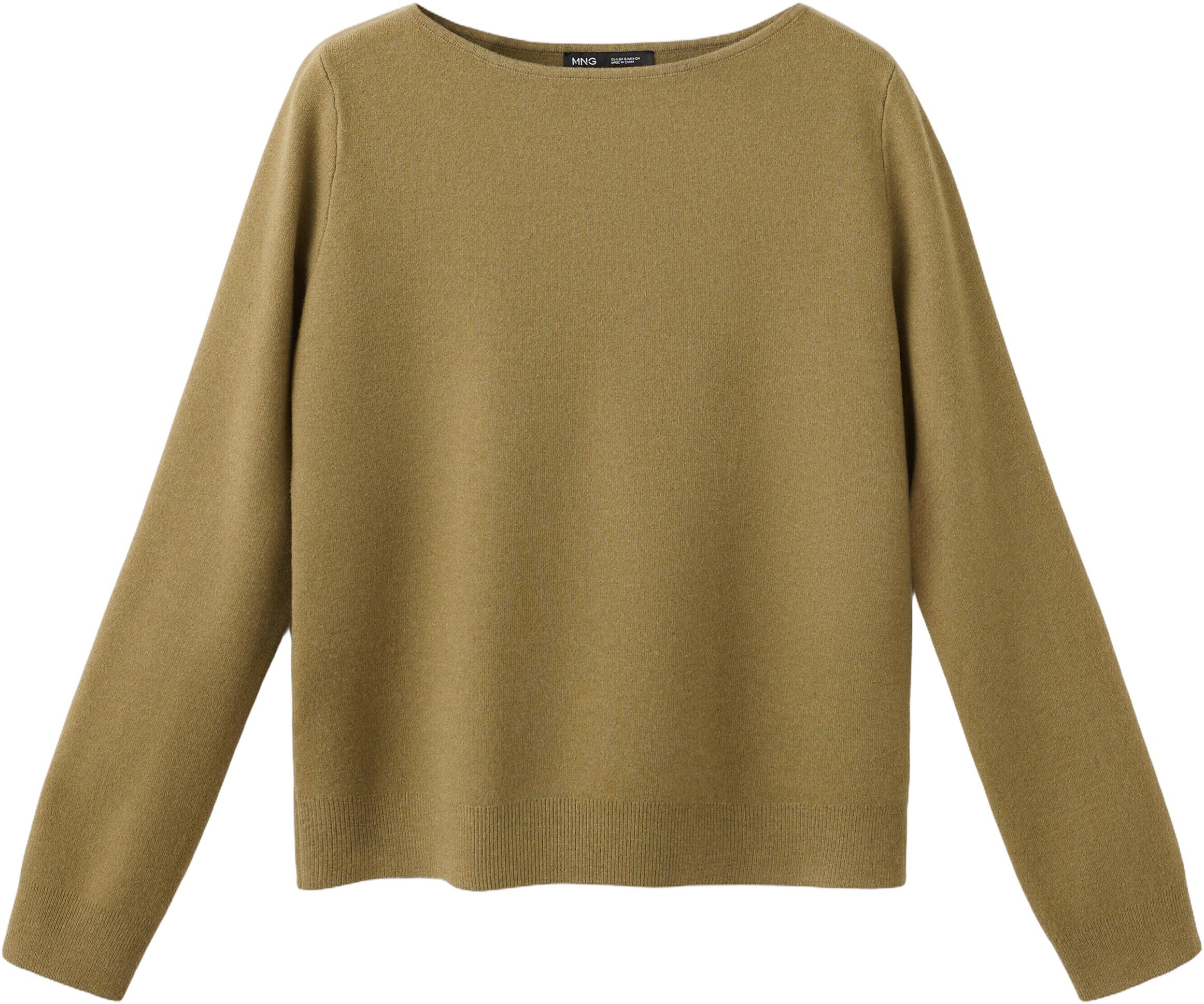 Fine-knit boat-neck sweater