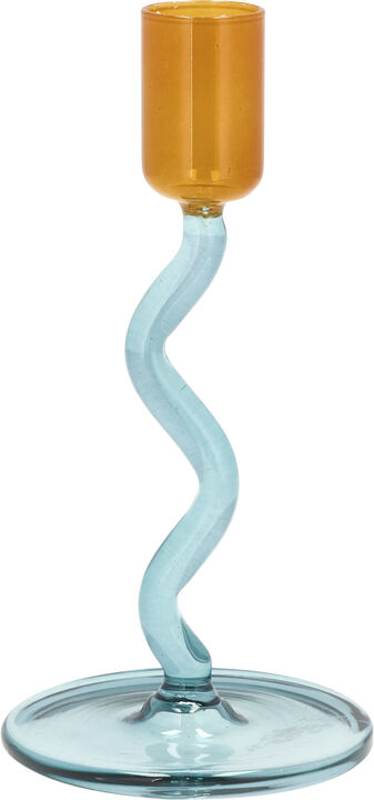 Lysestage Styles 8,5 x 15,3 cm Blå/Amber Glas