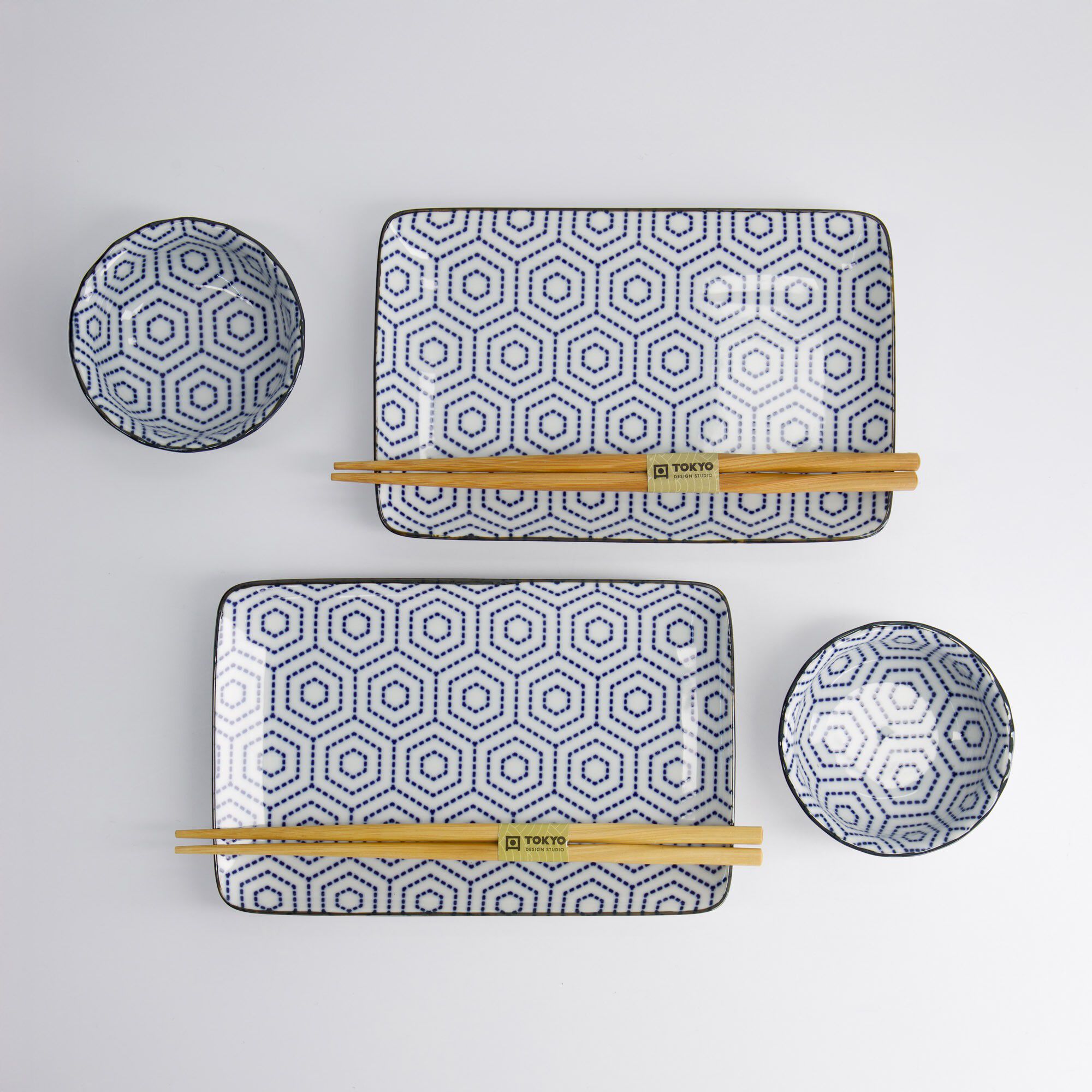 Kotobuki Sushi Giftset 6pcs Kikko 20.5x13.2x2.2cm & 9.3x3.2c