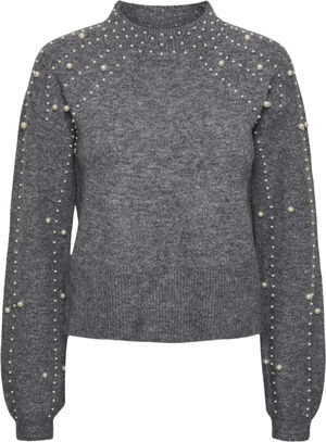 PCREA LS HIGH NECK PEARL KNIT BC