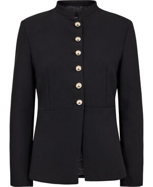 Jacket with jewel-button strip coll