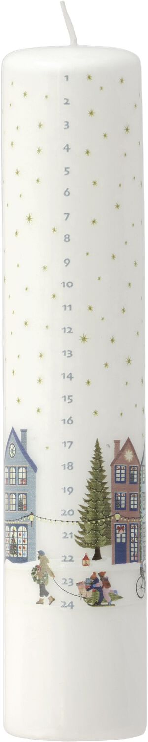 Kalenderlys Vinter 5 x 25 cm Hvid/Guldstjerne Paraffin