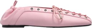 Eyelets Lace Up Ballerina Grained