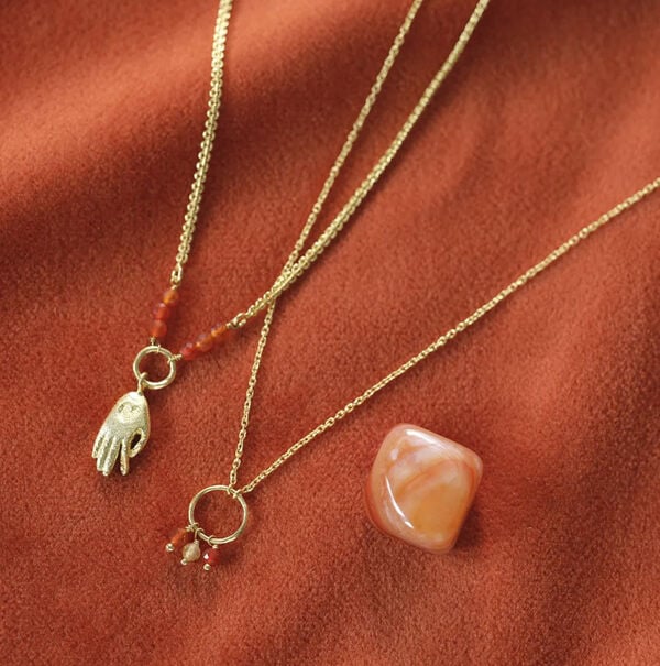 Sentiment Carnelian Citrine Necklace GP
