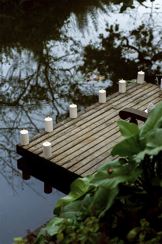 Outdoor LED Pillar Candle - White - 7,8 x 7,8 cm
