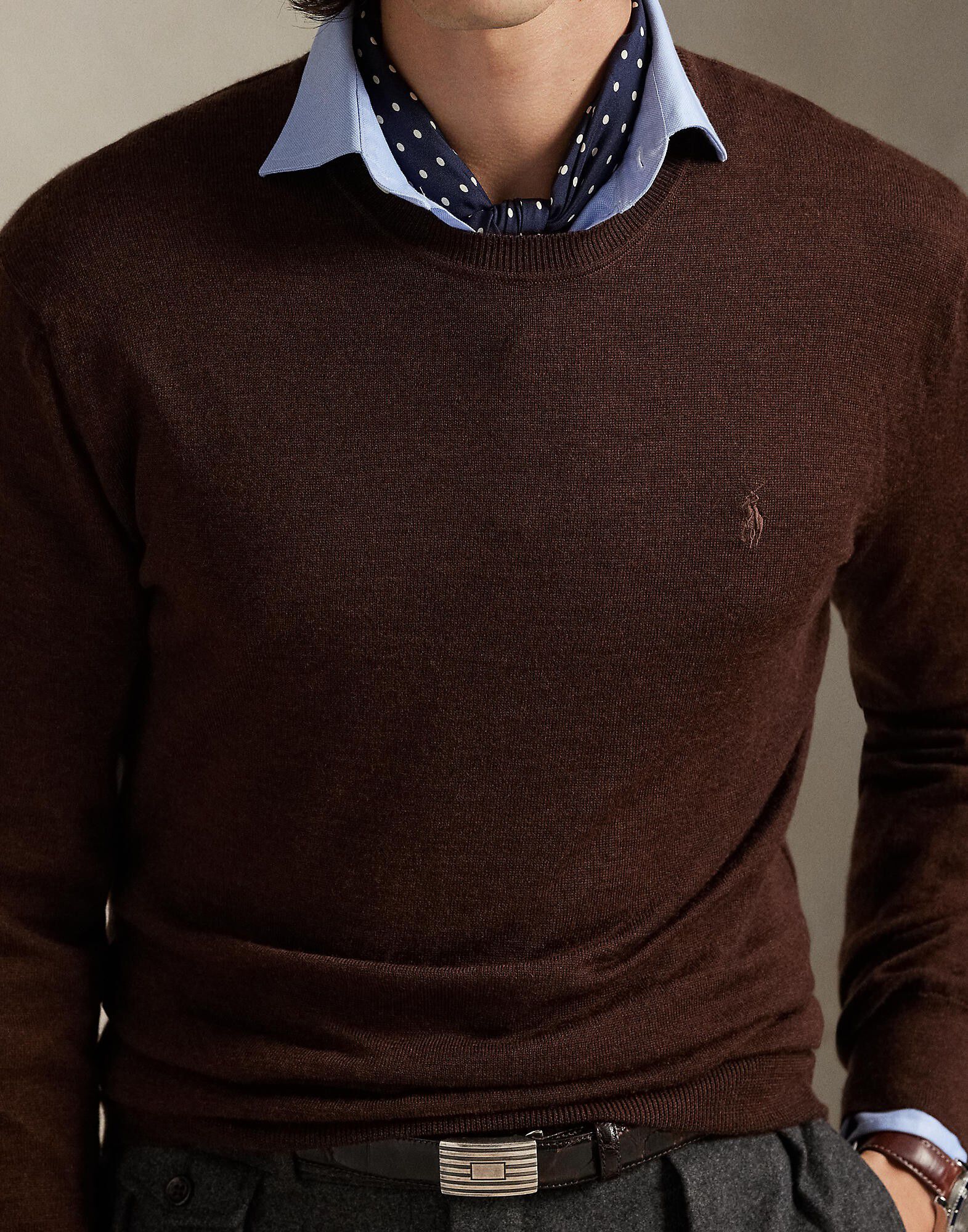 Slim Fit Washable Wool Crewneck Sweater