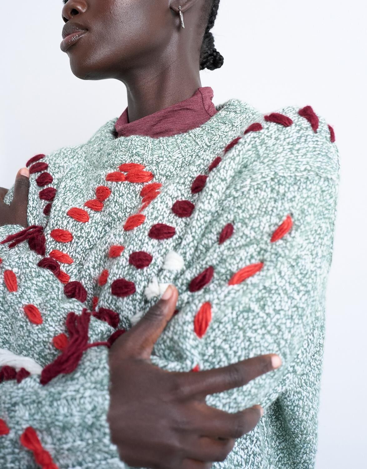 TSKIRSTEN LS EMB KNIT PULLOVER