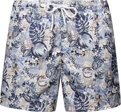 Mid Blue Floral Print Swim Shorts