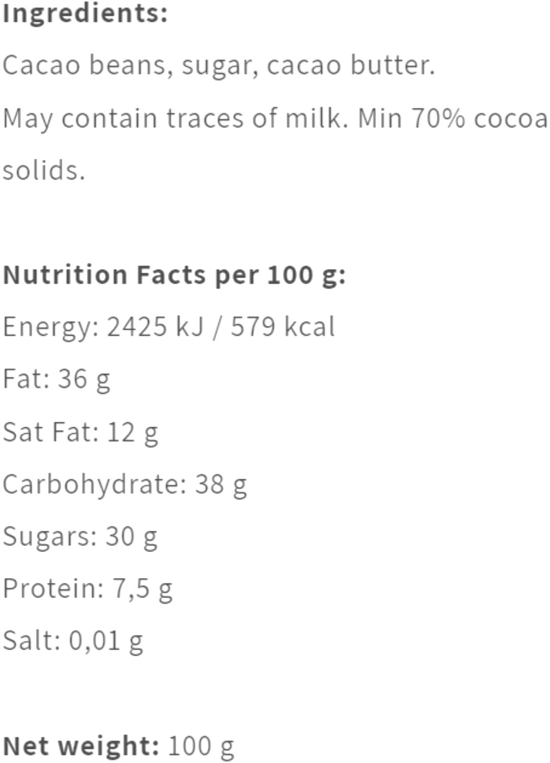 Chuno Double Turned 70 %, 100 g