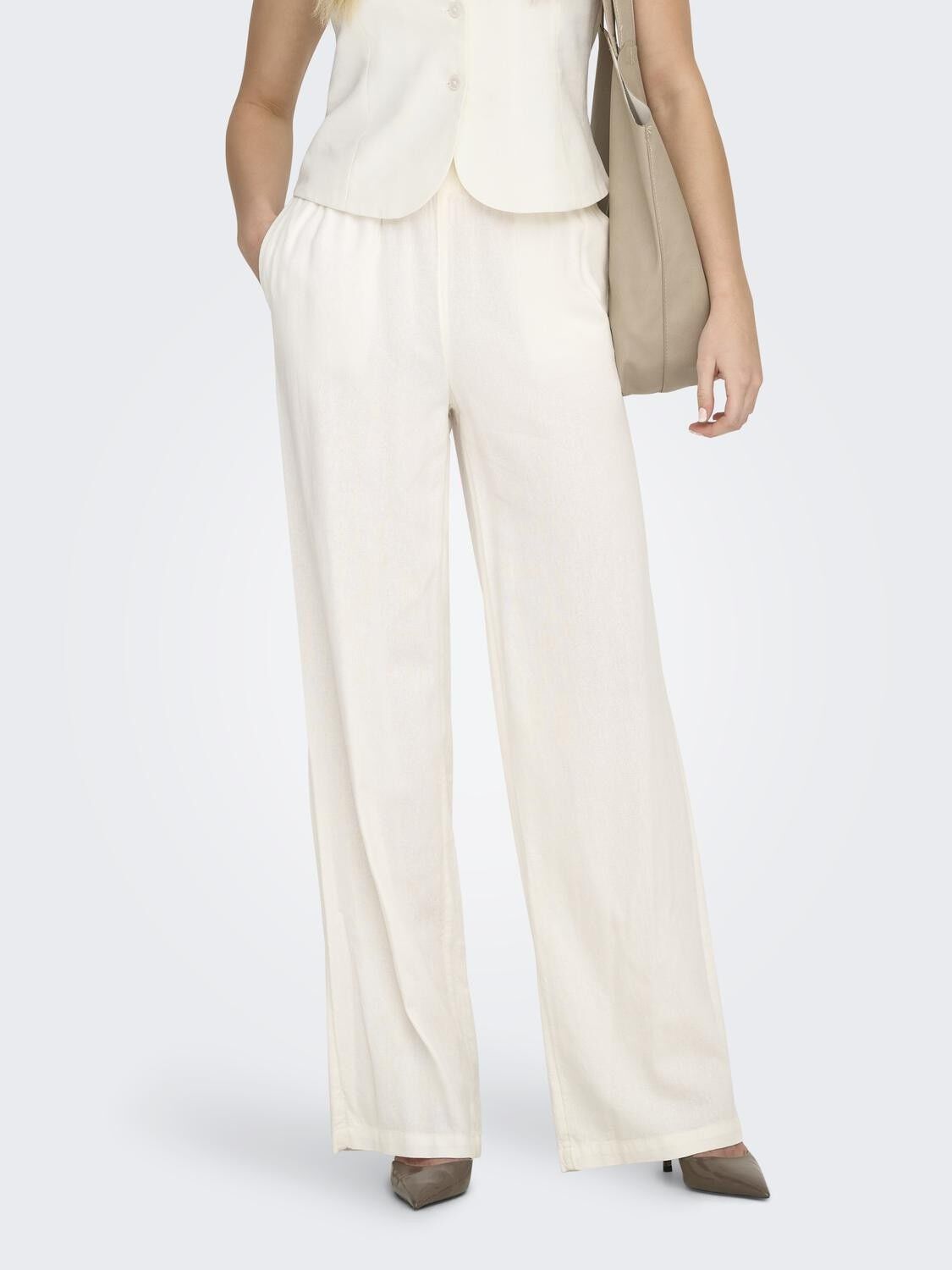 ONLGOA MW LINEN BL PULL-UP PANT CC