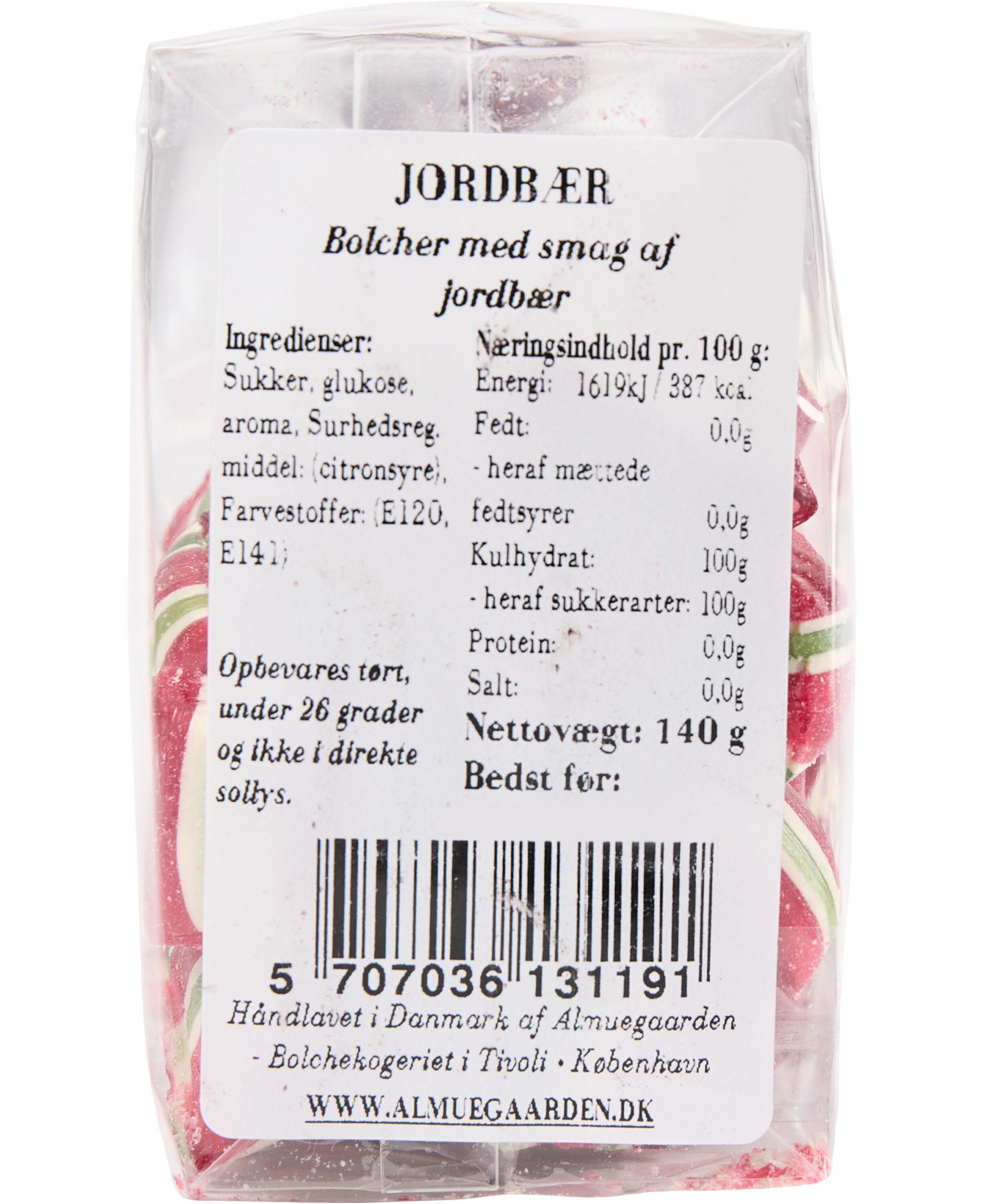 Jordb&aelig;r bolcher med smag af friske jordb&aelig;r