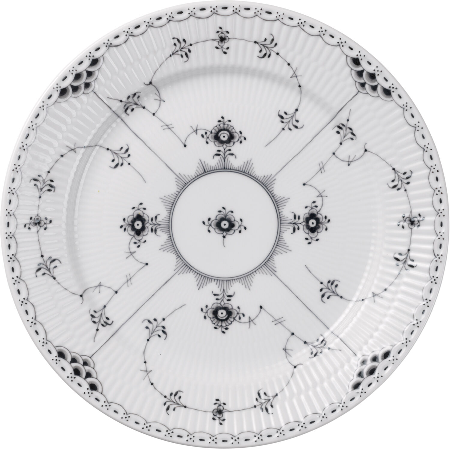 Sort Musselmalet Halvblonde Tallerken 27 cm