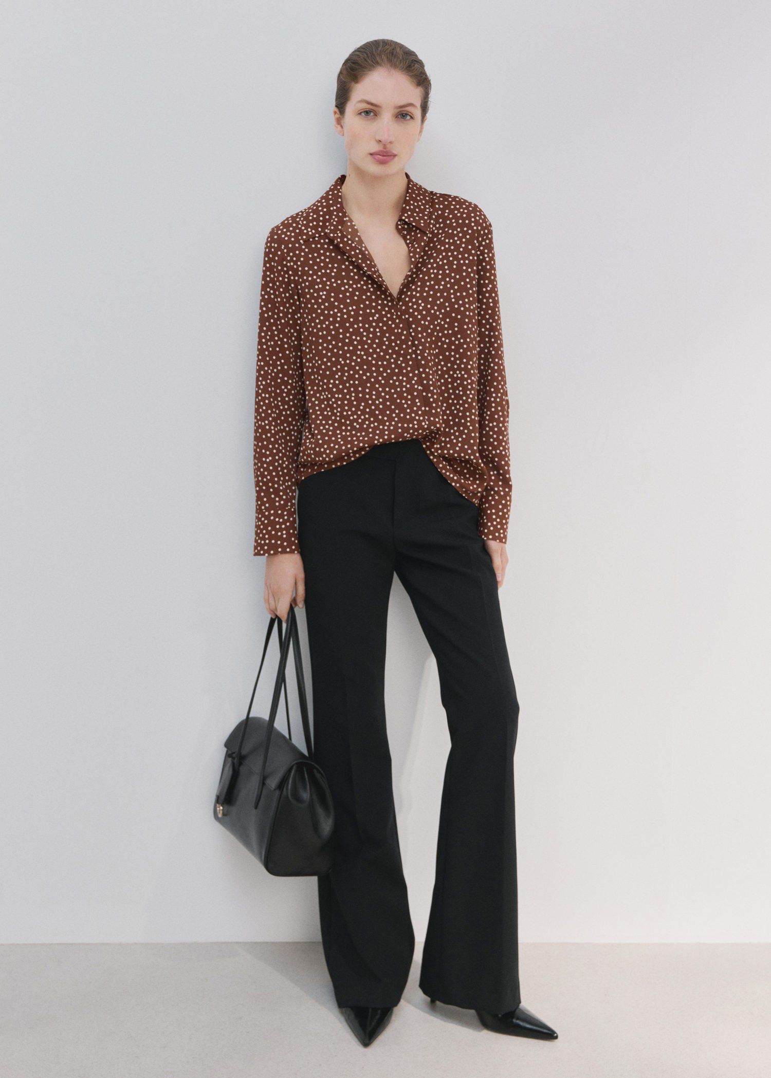 Straight-cut animal-print blouse