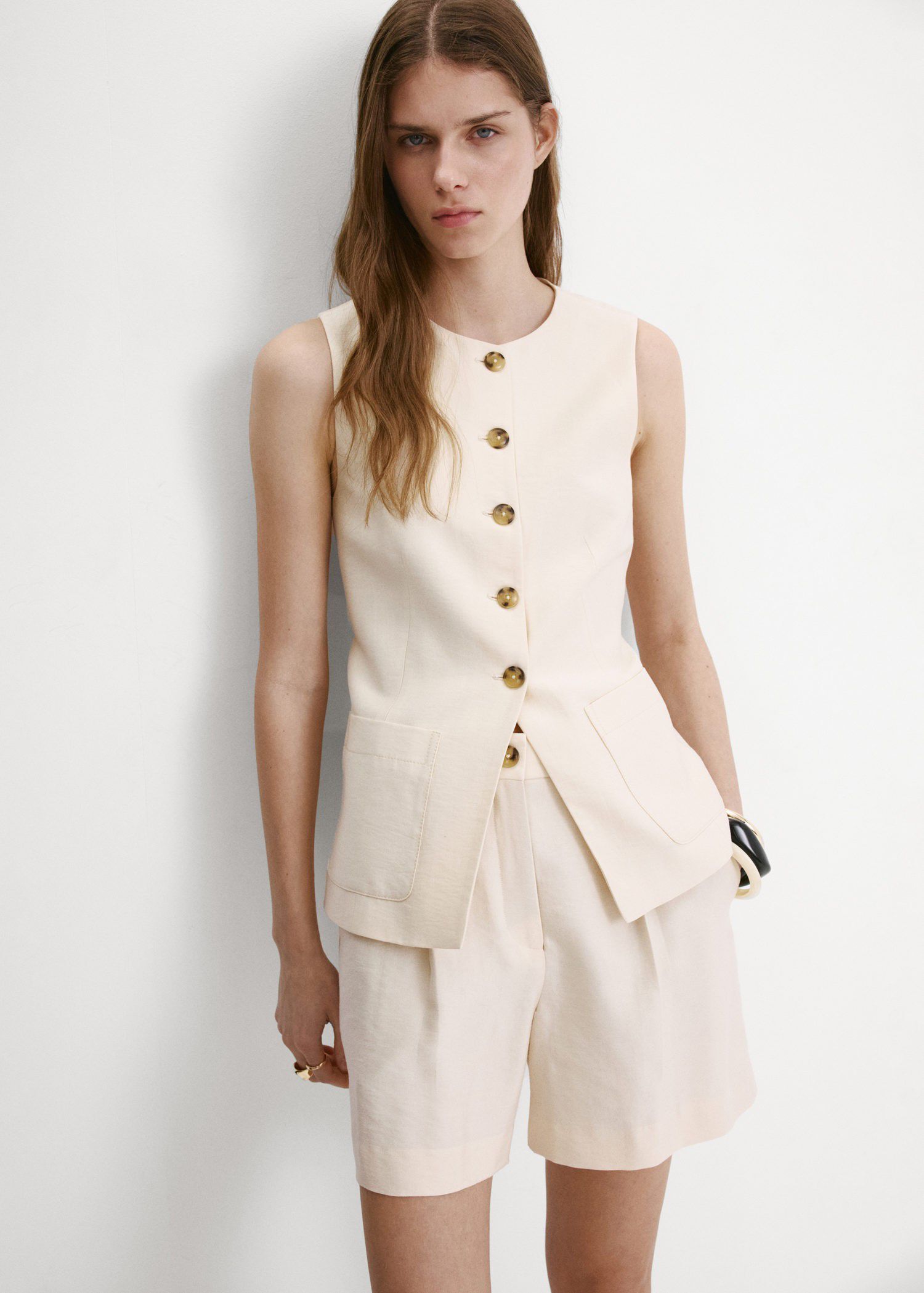 Straight-fit high-waist bermuda sho