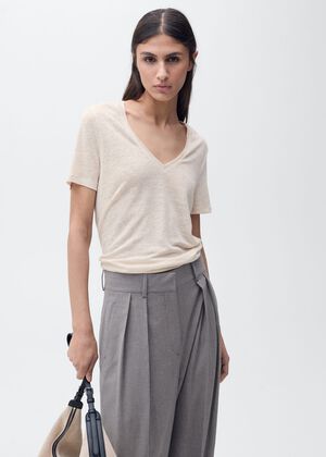 V-neck linen t-shirt