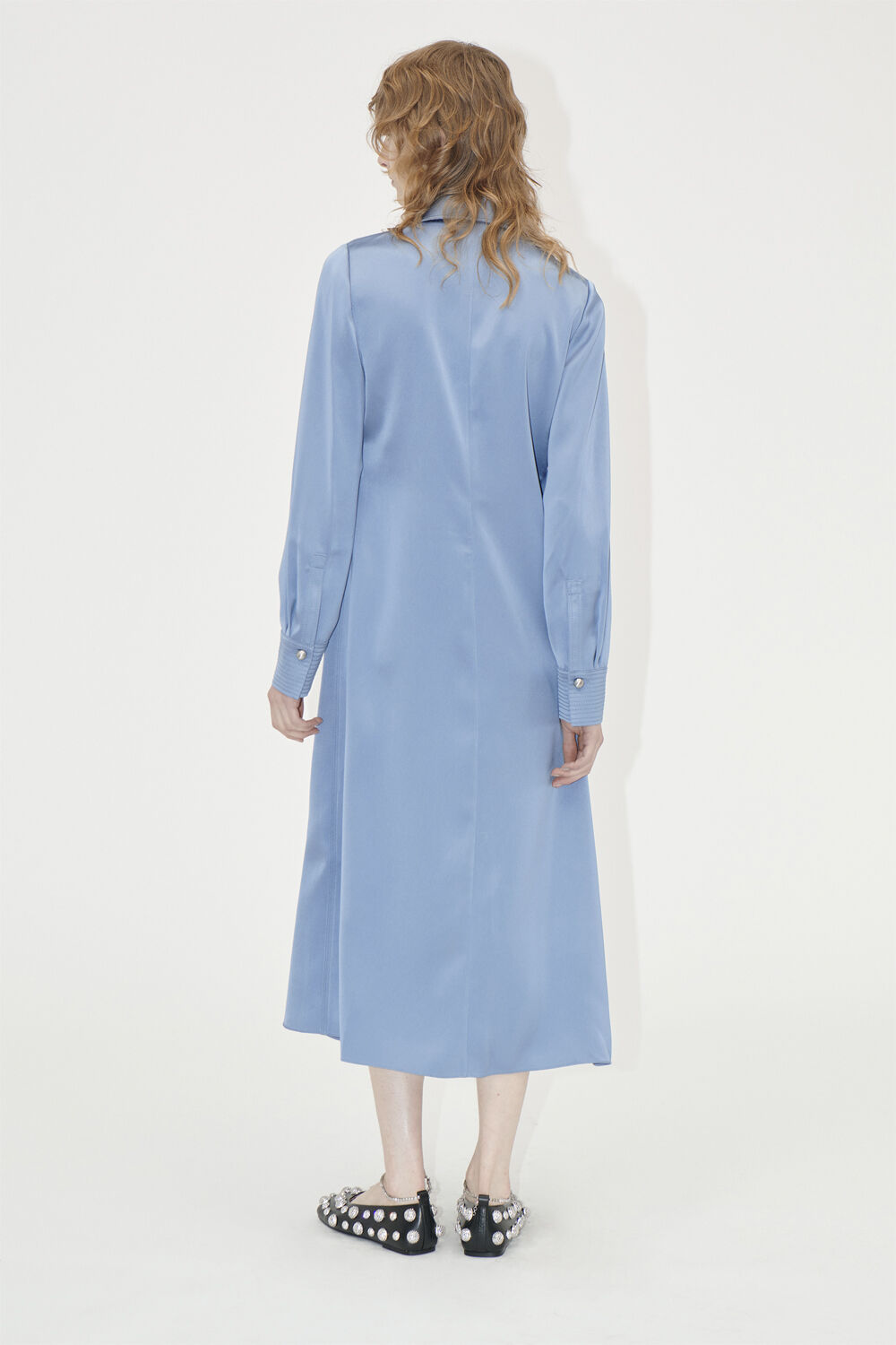 Collared Midi Dress, 2261 Satin