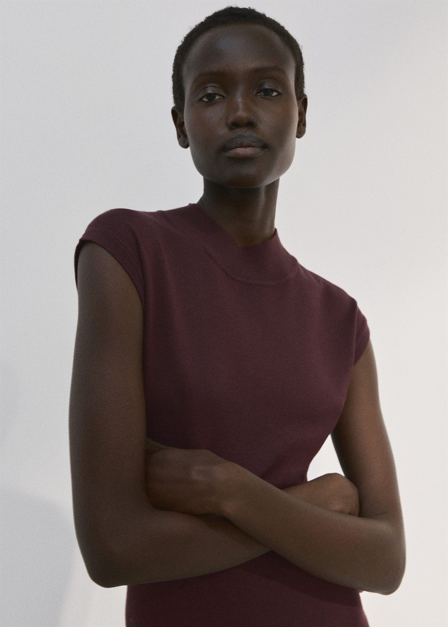 Perkins-neck knitted dress