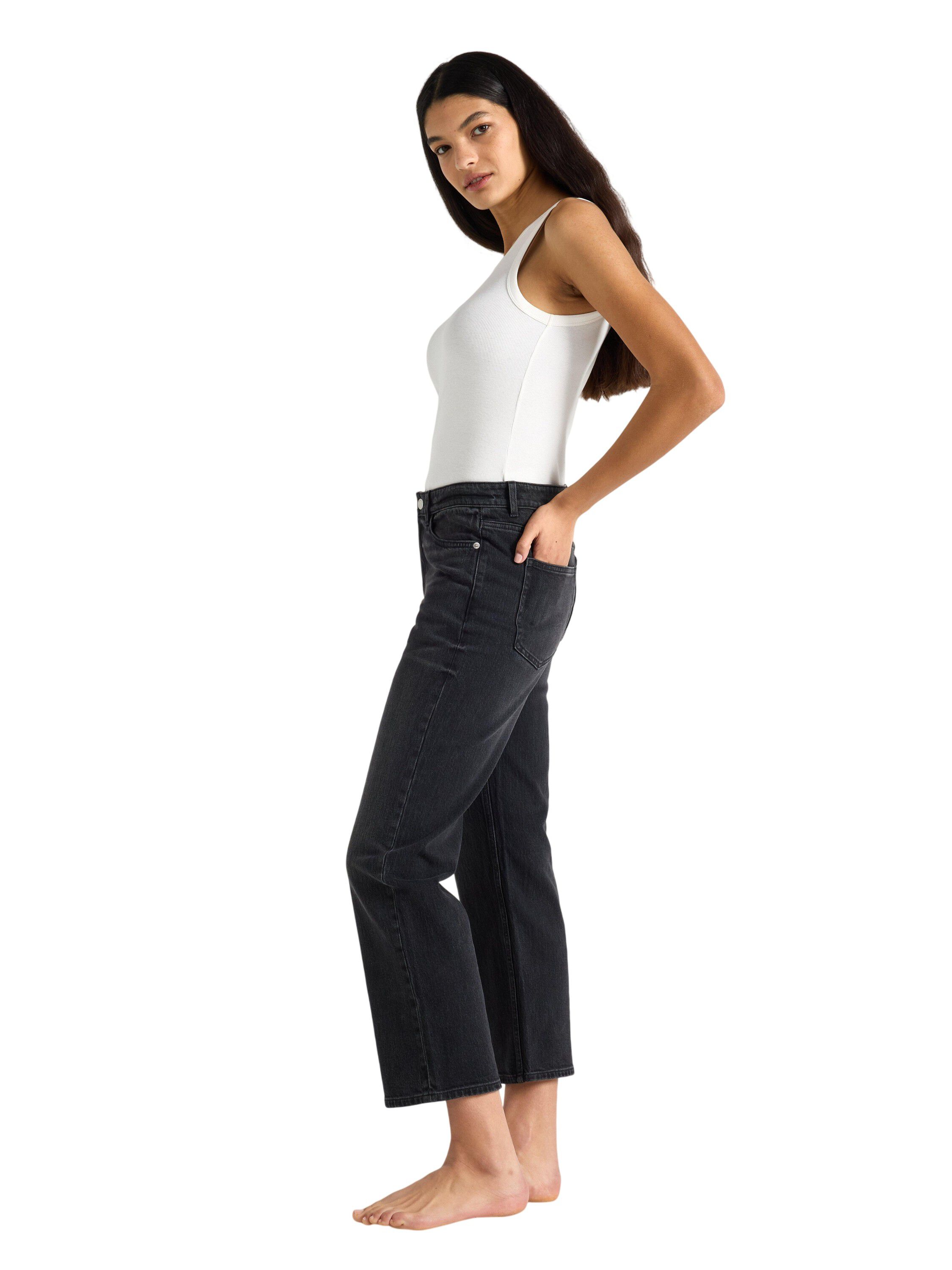 Jeans med medelh&ouml;g midja i bomullsd