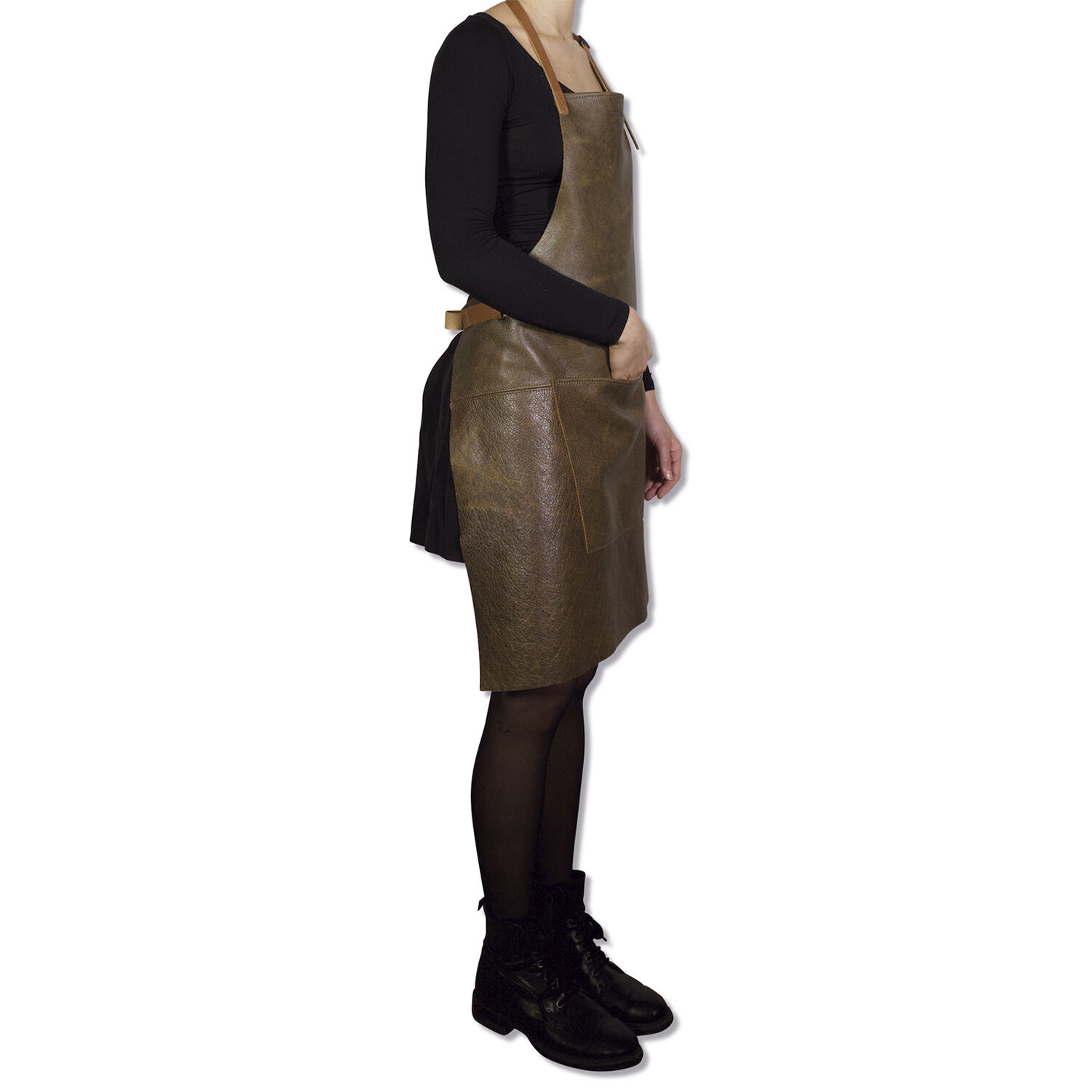 L&aelig;derforkl&aelig;de BBQ Style Apron Vintage Brown