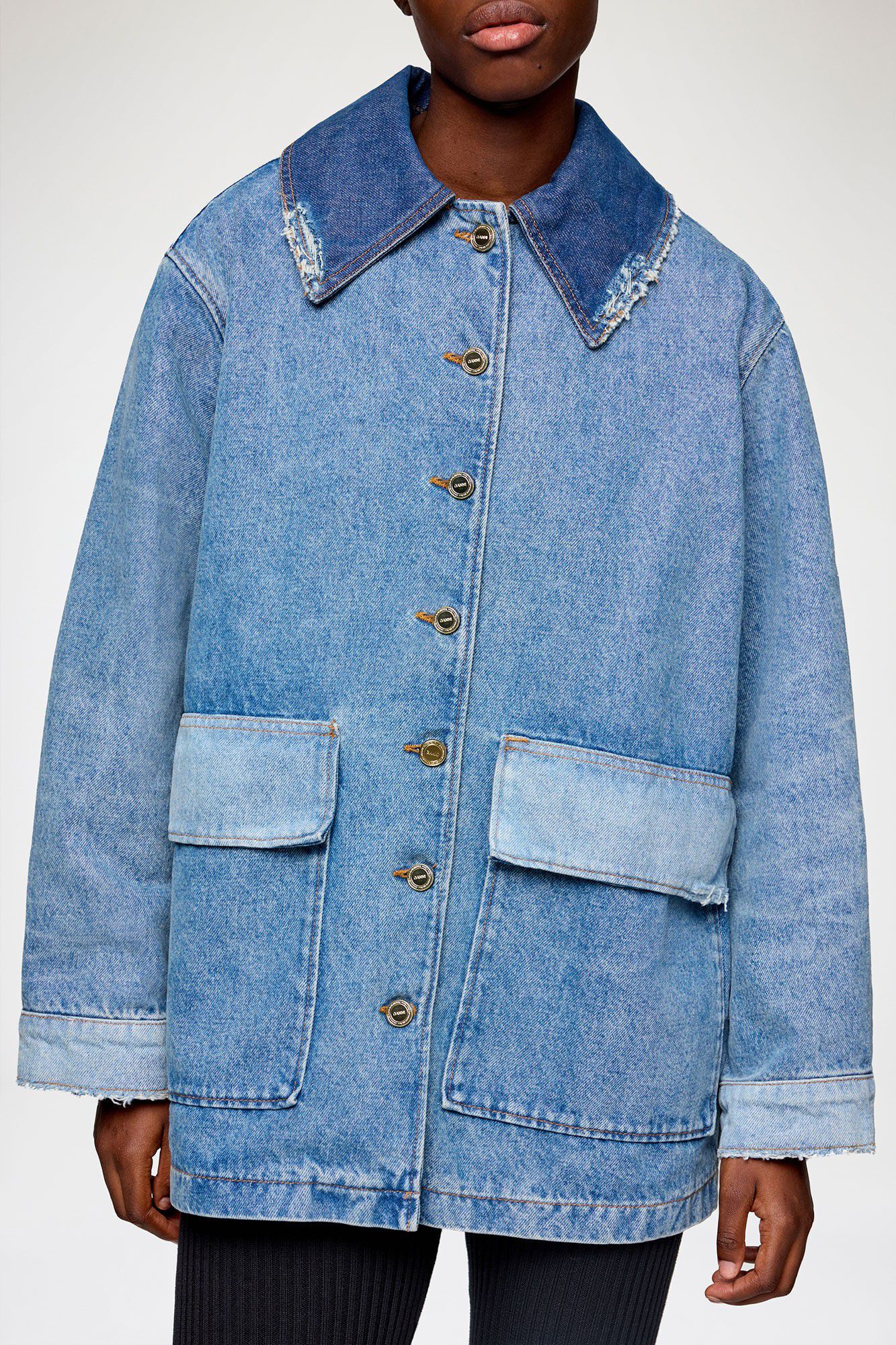 Patchwork Denim Midi Jacket