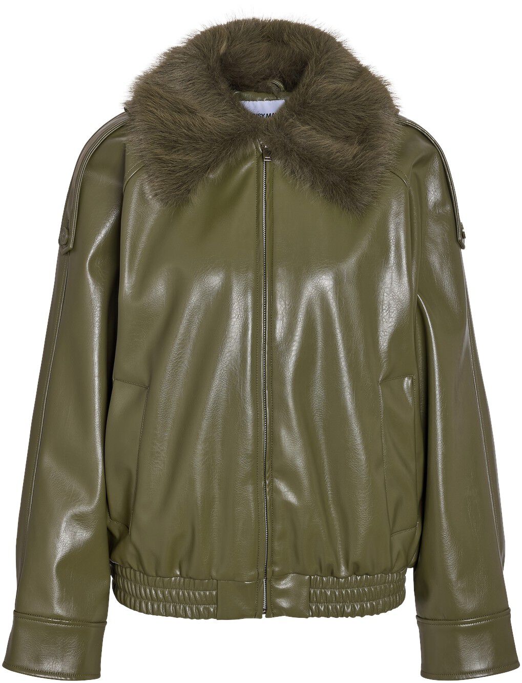 Nmzofia Shiny Pu Fur Collar Jacket