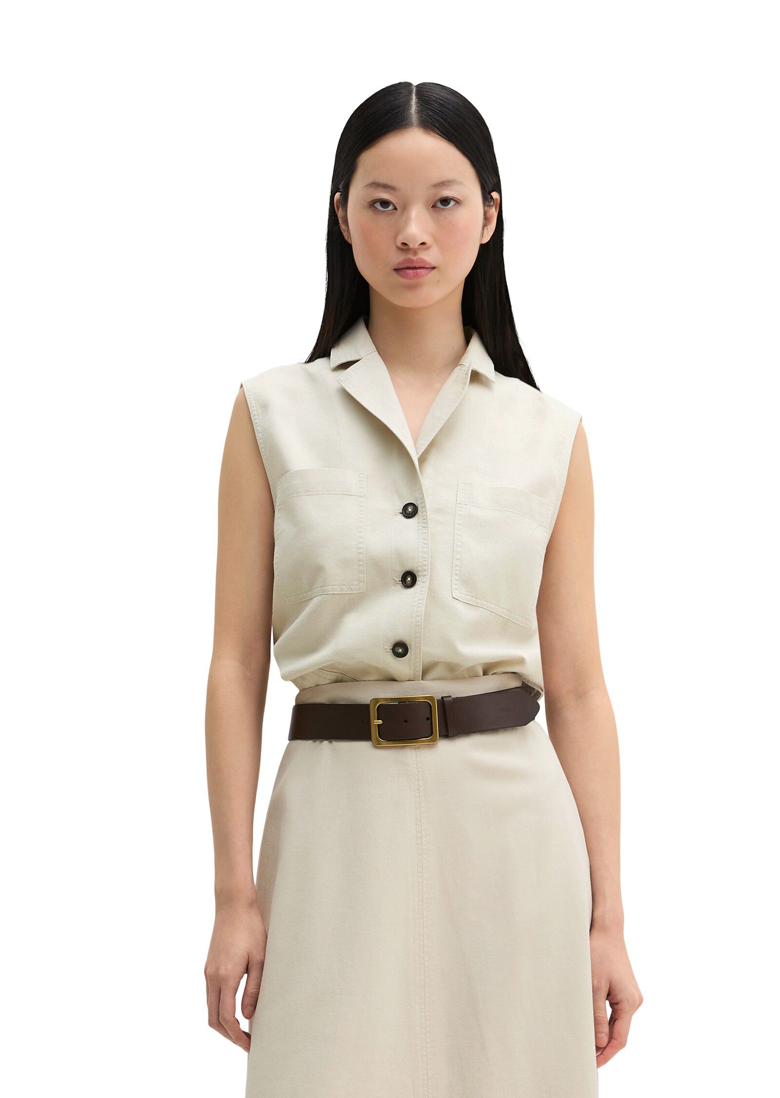 Vest, boxy shape, lapel collar, pat
