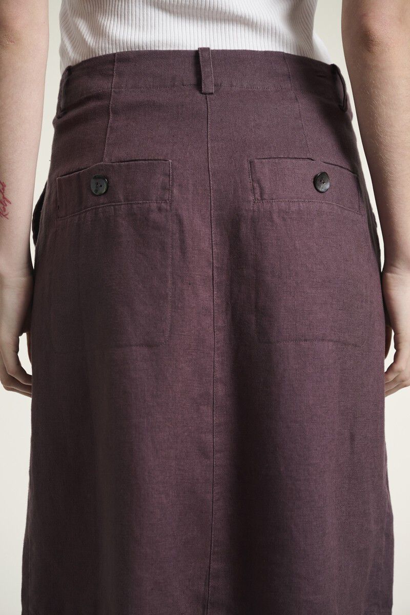 Lazy linen nederdel med l&aelig;g