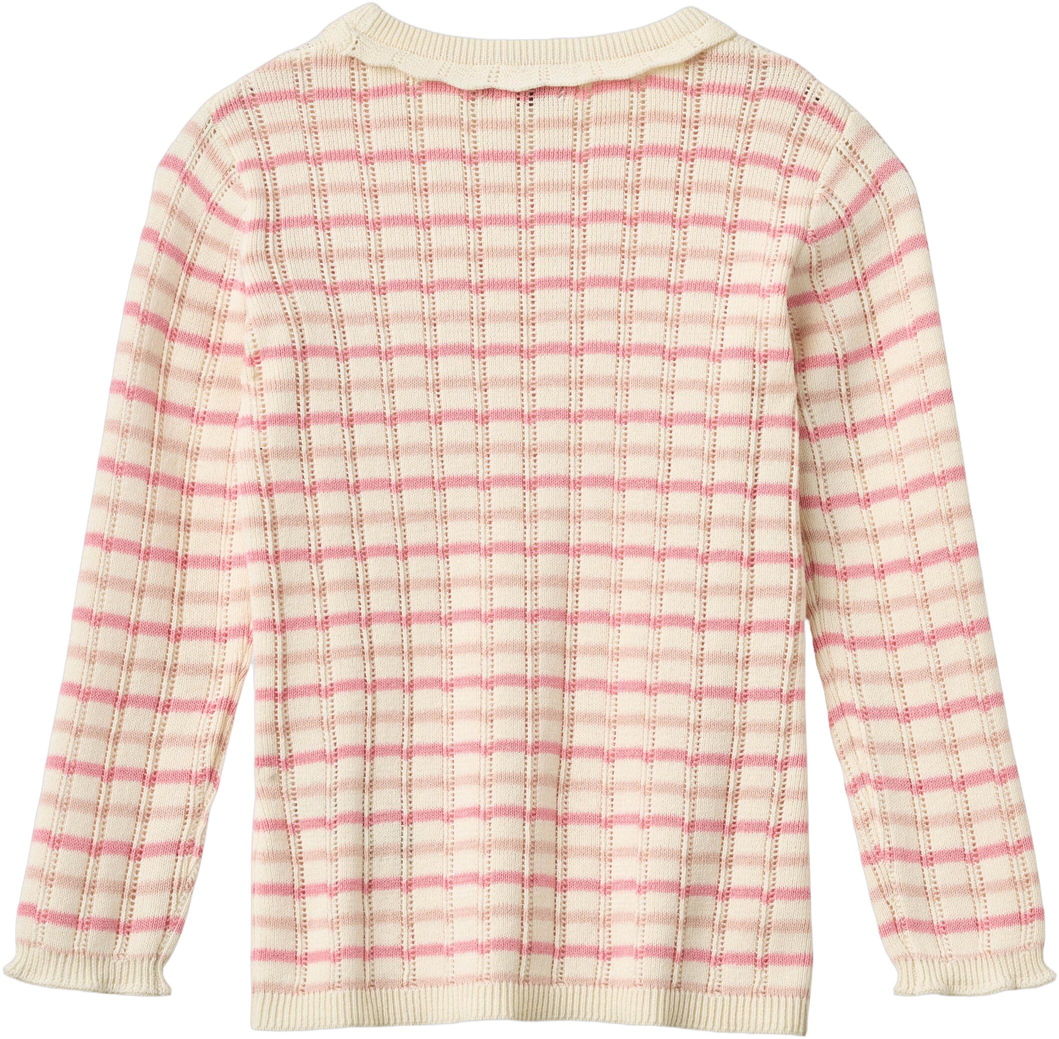KNITTED STRIPE POINTELLE LS BLOUSE