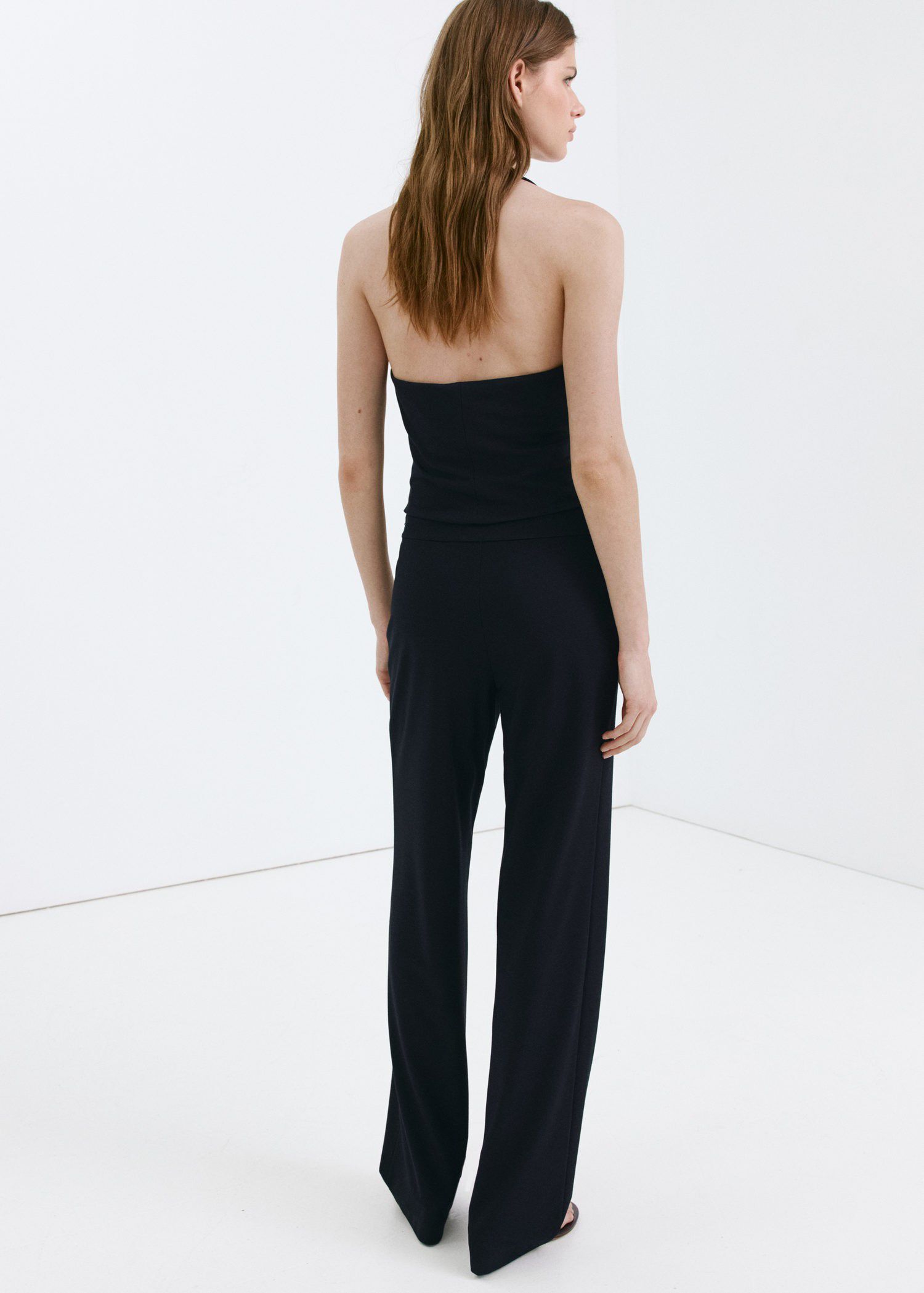 Mid-rise wide leg trousers
