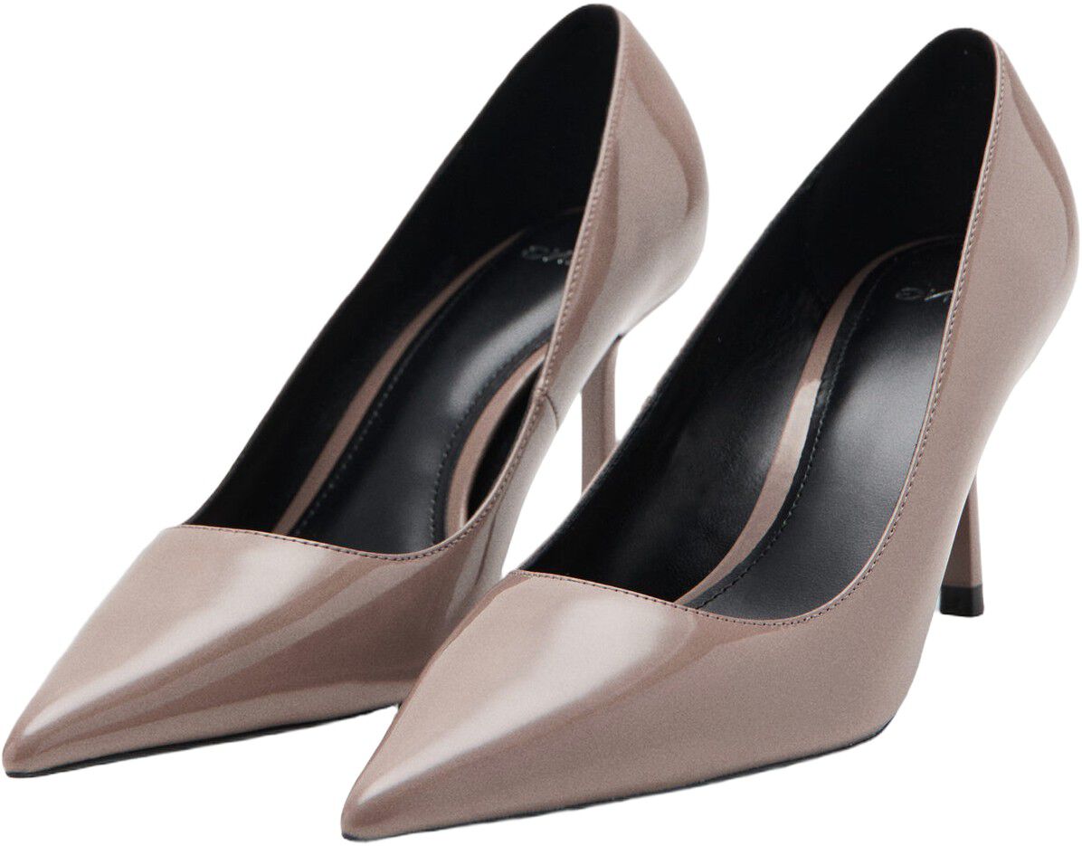 Patent leather pointed-toe court sh