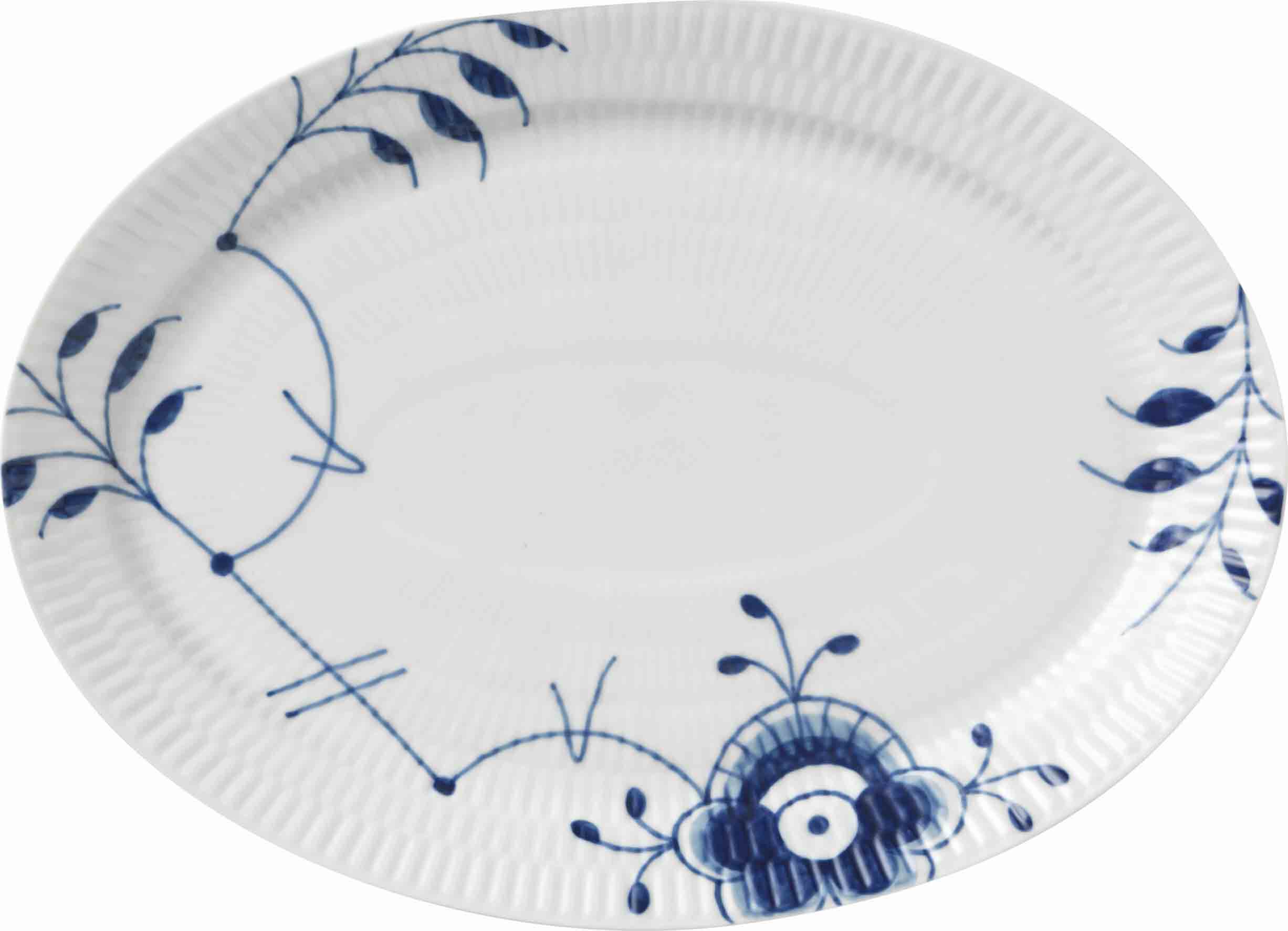 Bl&aring; Mega Riflet 28 cm. oval tallerken