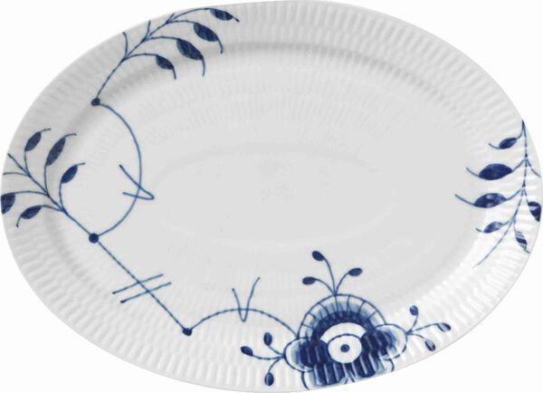 Blå Mega Riflet 28 cm. oval tallerken
