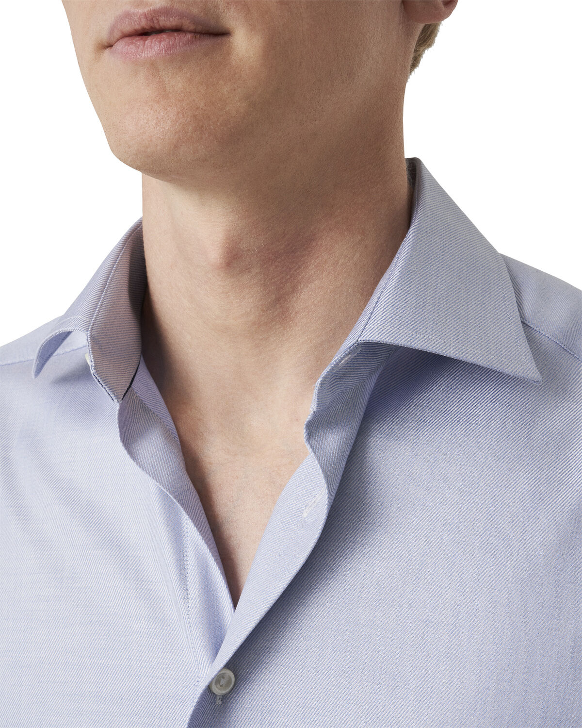 Slim Fit Dark Blue M&eacute;lange Solid Cotton Tencel Lyocell Shirt